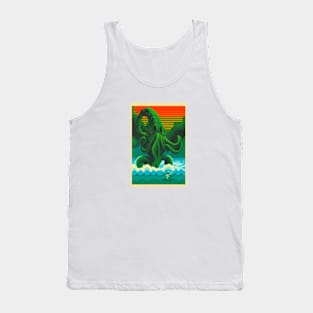 Pixel Cthulhu - Sunset Retro Tank Top